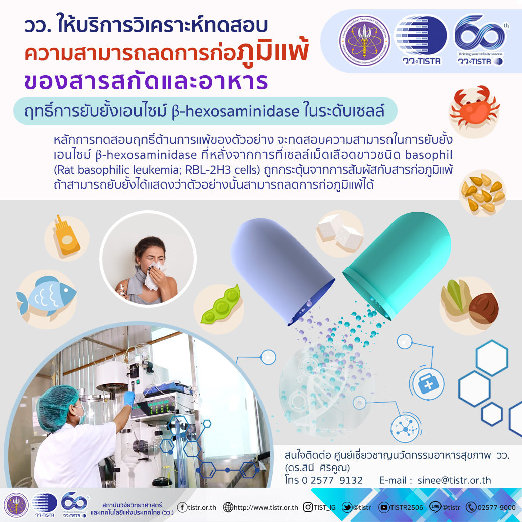 บริการวิเคราะห์ทดสอบความสามารถการก่อภูมิแพ้ของสารสกัดและอาหาร