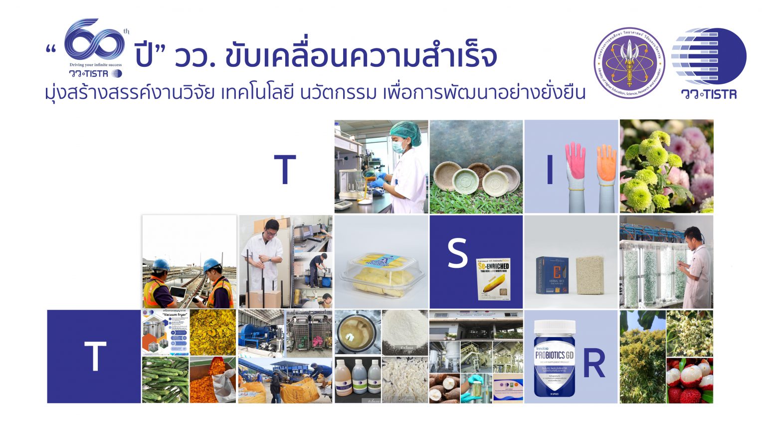 “60 ปี” วว. ขับเคลื่อนความสำเร็จ สร้างสรรค์งานวิจัย เทคโนโลยี นวัตกรรม เพื่อการพัฒนาอย่างยั่งยืน